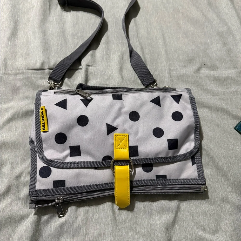Gray & Yellow Geometric Baby Bag Organizer Crossbody